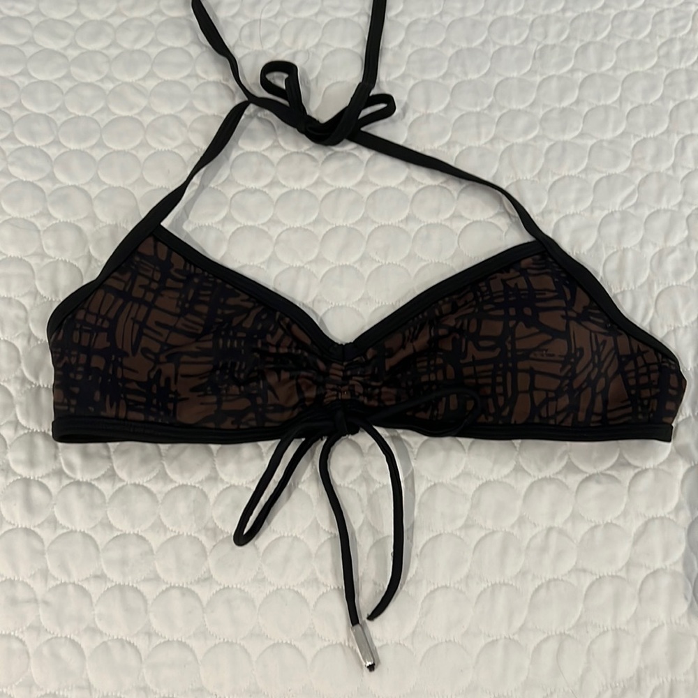 Victoria’s Secret Y2K small black and brown bikini top adjustable halter strap